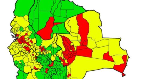 Mapa del segundo reporte de riesgo sobre el Covid-19