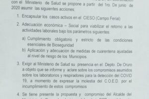 Cuarentena en Oruro hasta el 31 de mayo