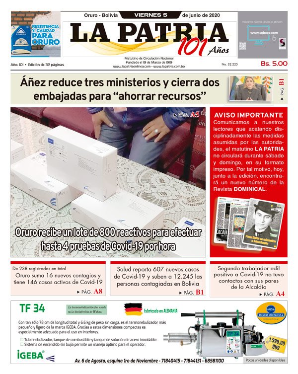 Edición PDF La Patria del 5 de junio de 2020