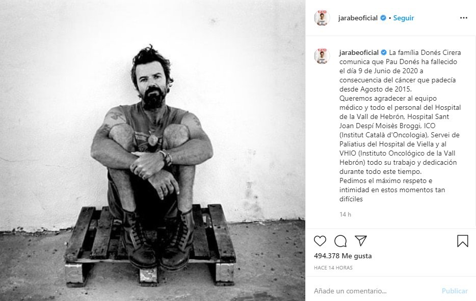 Falleció Pau Donés, vocalista del grupo español Jarabe de Palo