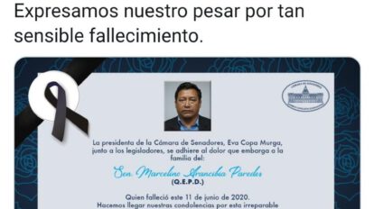 Falleció el senador Marcelino Arancibia Paredes