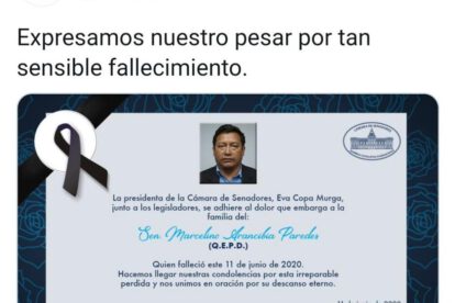 Falleció el senador Marcelino Arancibia Paredes