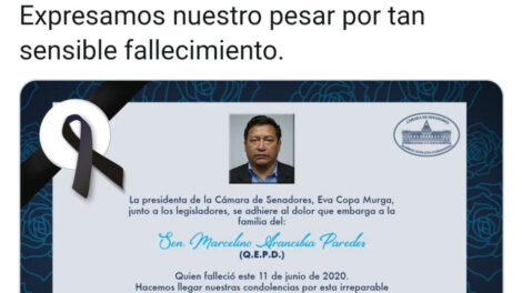 Falleció el senador Marcelino Arancibia Paredes