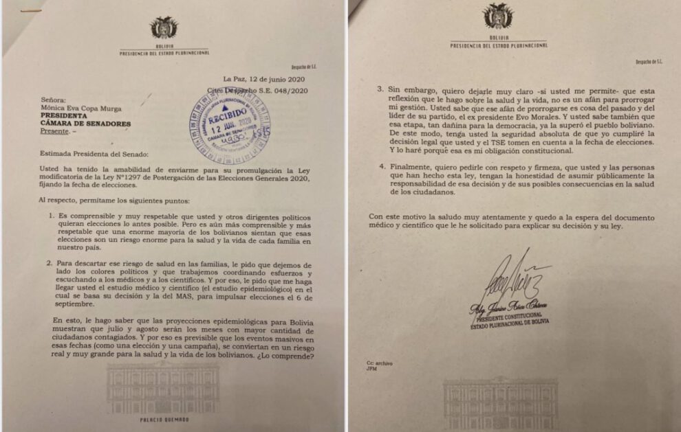 Estudio epidemiológico elecciones solicitado por Áñez