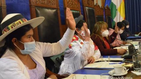 Milton Barón y Adela Cussi en la modificación de la directiva del Senado