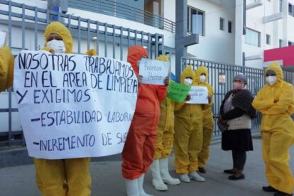 Protesta trabajadores salud Solomon Klein