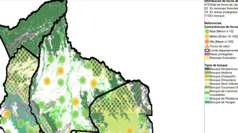 Focos de calor en Bolivia según informe del Ministerio de Medio Ambiente y Agua
