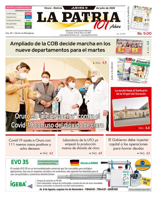Edición PDF La Patria del 9 de julio de 2020