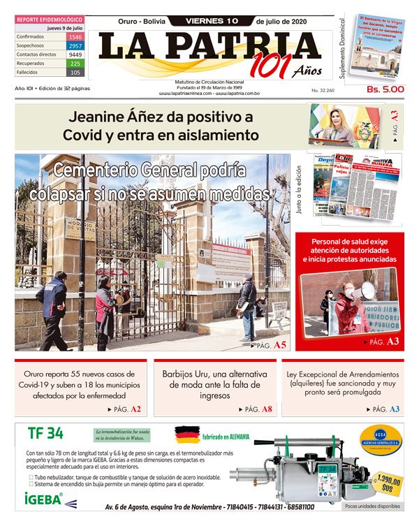 Edición PDF La Patria del 10 de julio de 2020