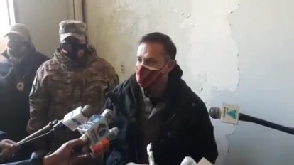 Ministro de Defensa Luis Fernando López durante sus declaraciones a la prensa