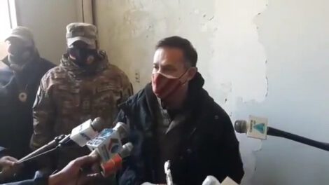 Ministro de Defensa Luis Fernando López durante sus declaraciones a la prensa