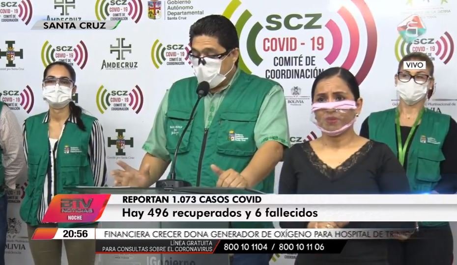 Covid-19 en Santa Cruz reporta 1.073 nuevos casos positivos
