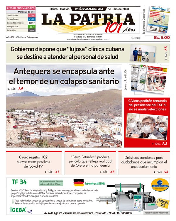 Edición PDF La Patria del 22 de julio de 2020