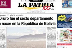 Portadas impresas del periódico La Patria del 05 de septiembre de 2019