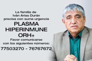 plasma hiperinmune para ministro Iván Arias