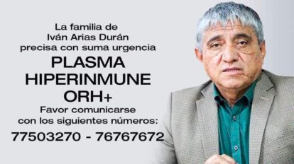 plasma hiperinmune para ministro Iván Arias