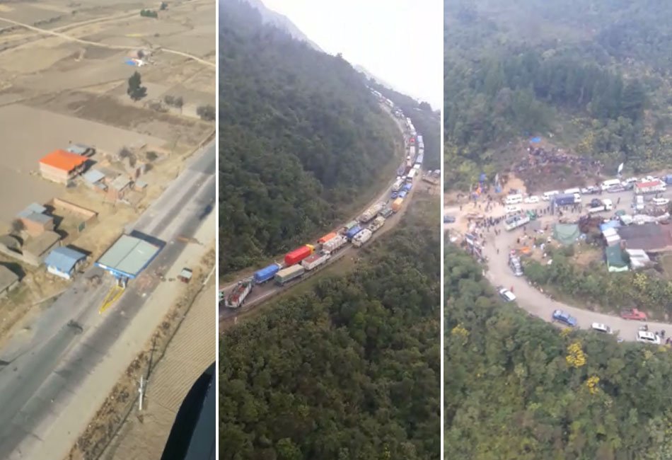 Gobierno sobrevuela bloqueos en la ruta Cochabamba-La Paz