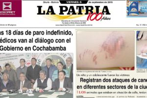 Portadas impresas del periódico La Patria del 06 de septiembre de 2019