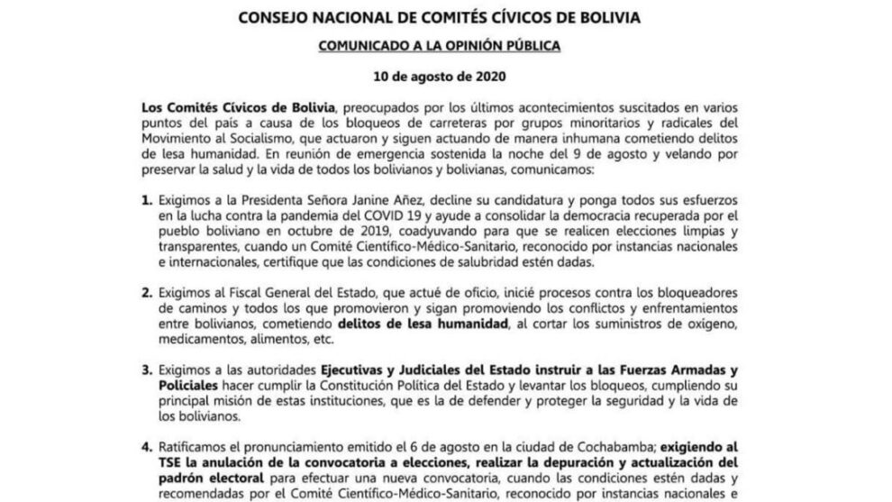Áñez decline su candidatura para combatir el Covid-19