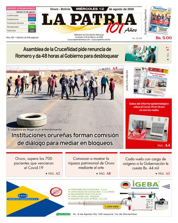 Edición PDF La Patria del 12 de agosto de 2020
