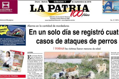 Portadas impresas del periódico La Patria del 07 de septiembre de 2019