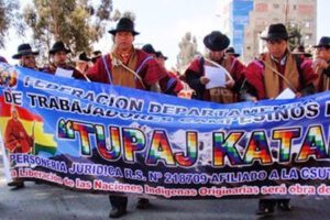 Campesinos de La Paz en movilizaciones