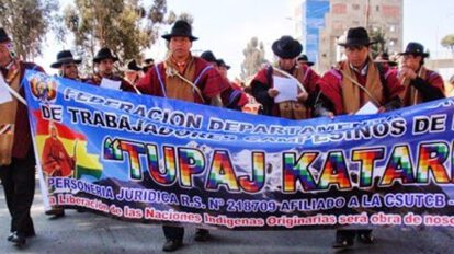 Campesinos de La Paz en movilizaciones