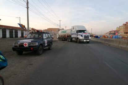 Llegada de la Caravana por la Vida con oxígeno medicinal a El Alto