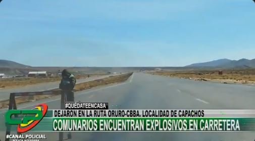 Explosivos en la carretera encontrados por la Policía