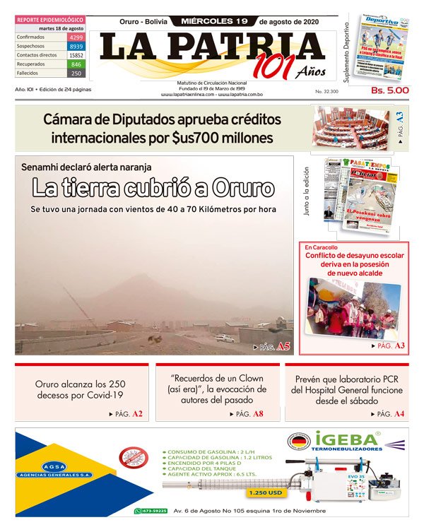 Edición PDF La Patria del 19 de agosto de 2020