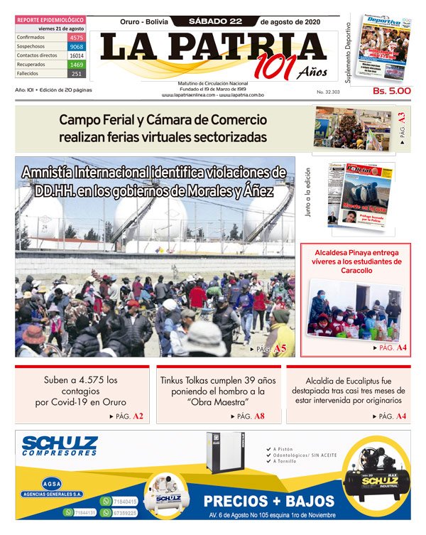 Edición PDF La Patria del 22 de agosto de 2020