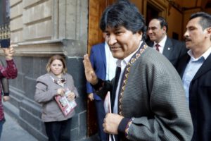 Evo Morales en su llegada a Argentina en diciembre de 2019