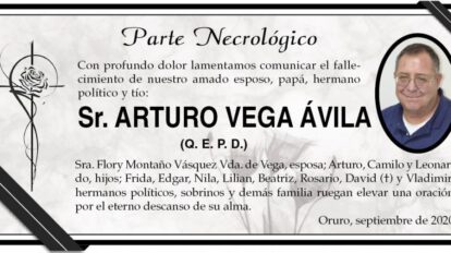 Necrológico de Arturo Vega Ávila