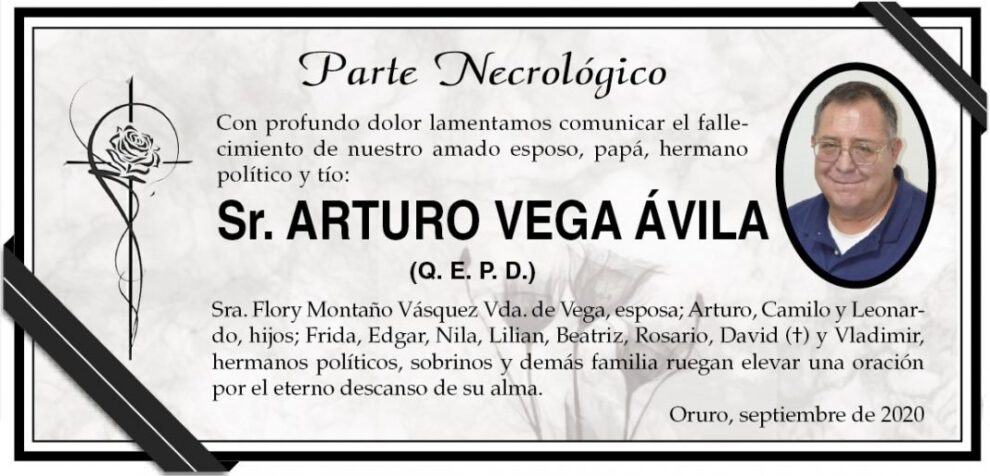 Necrológico de Arturo Vega Ávila