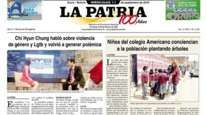 Portadas impresas del 11 de septiembre de 2019