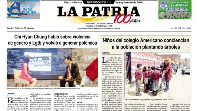 Portadas impresas del 11 de septiembre de 2019