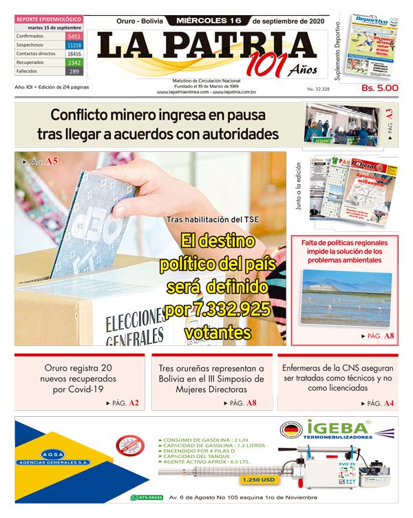 Edición PDF La Patria del 16 de septiembre de 2020