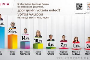 Encuesta de proyección de votos válidos sobre Luis Arce en elecciones