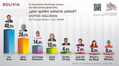 Encuesta de proyección de votos válidos sobre Luis Arce en elecciones
