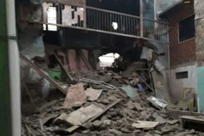 Derrumbe de casa en La Paz