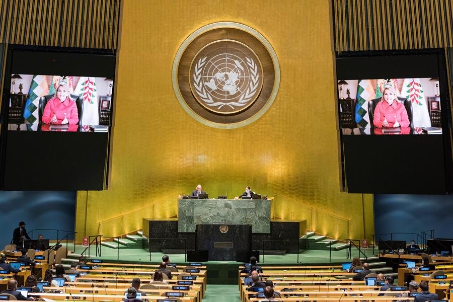 Jeanine Áñez en su discurso ante la ONU