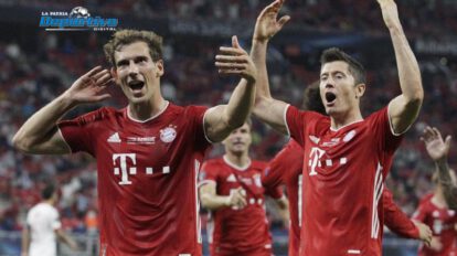 Festejo de los jugadores del Bayern Múnich tras ganar la Supercopa de Europa