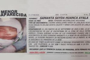 Afiche de búsqueda de la bebé Samanta