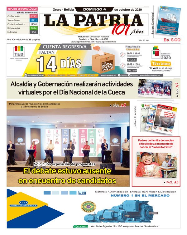 Edición impresa La Patria del 04 de Octubre de 2020