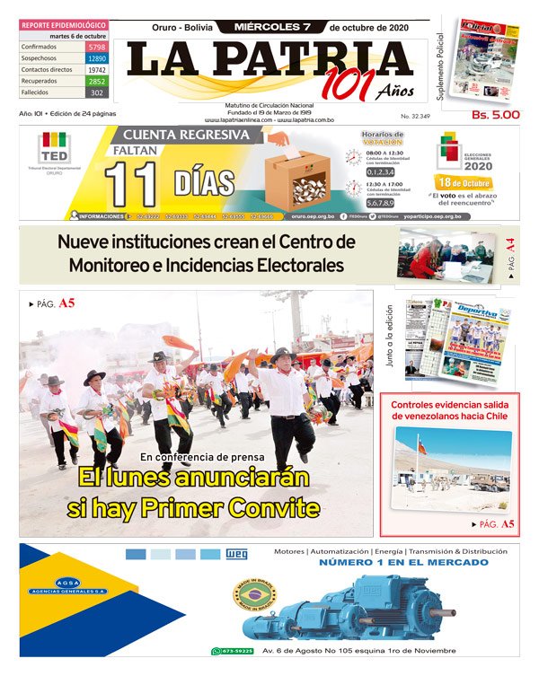 Edición impresa La Patria del 07 de octubre de 2020
