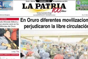 Portadas impresas del viernes 13 de septiembre de 2019