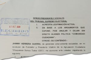 Anulación de la alianza Comunidad Ciudadana solicitada por Jhimmy Herrera
