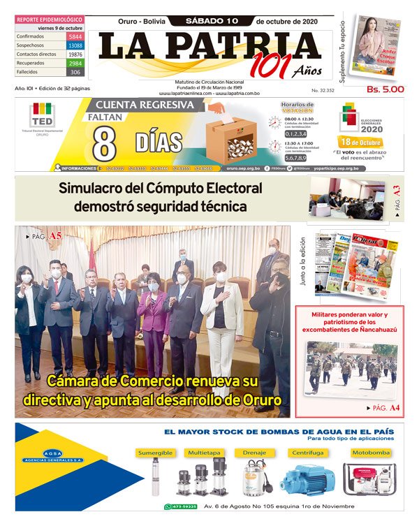 Edición impresa La Patria del 10 de octubre de 2020