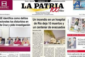 Portadas impresas del sábado 14 de septiembre de 2019