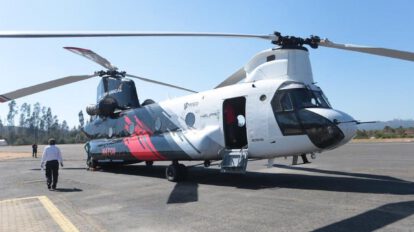 Helicóptero Chinook llegó para ayudar a sofocar incendios forestales